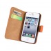 iPhone 4 4s - Genuine Leather Flip Stand Protective Phone Cover Case Wallet - Blue